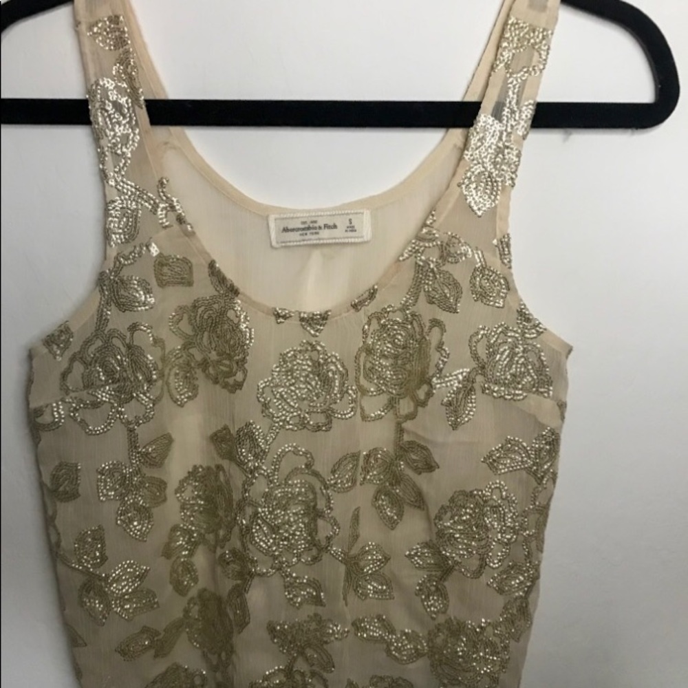 Abercrombie & Fitch Sheer Gold Tank Top